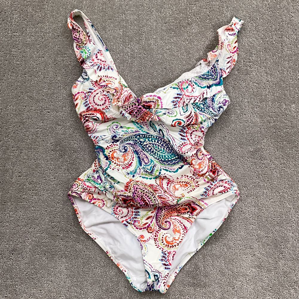 Lauren Ralph Lauren 1Pc Swimsuit Women S White Multi Paisley Ruffle Underwire